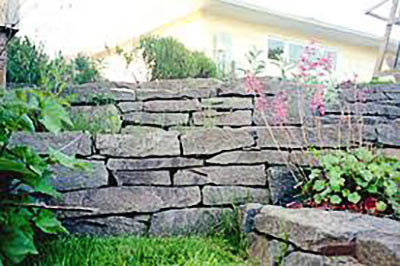 Basalt stone retaining wall