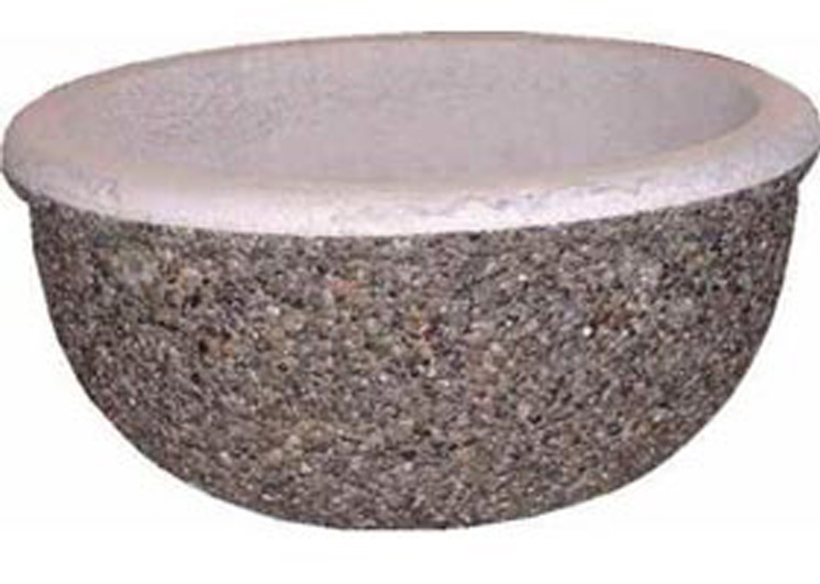 Round exposed aggregate planter