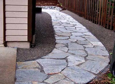 Path made of Silver Mica flagstone on side of a house