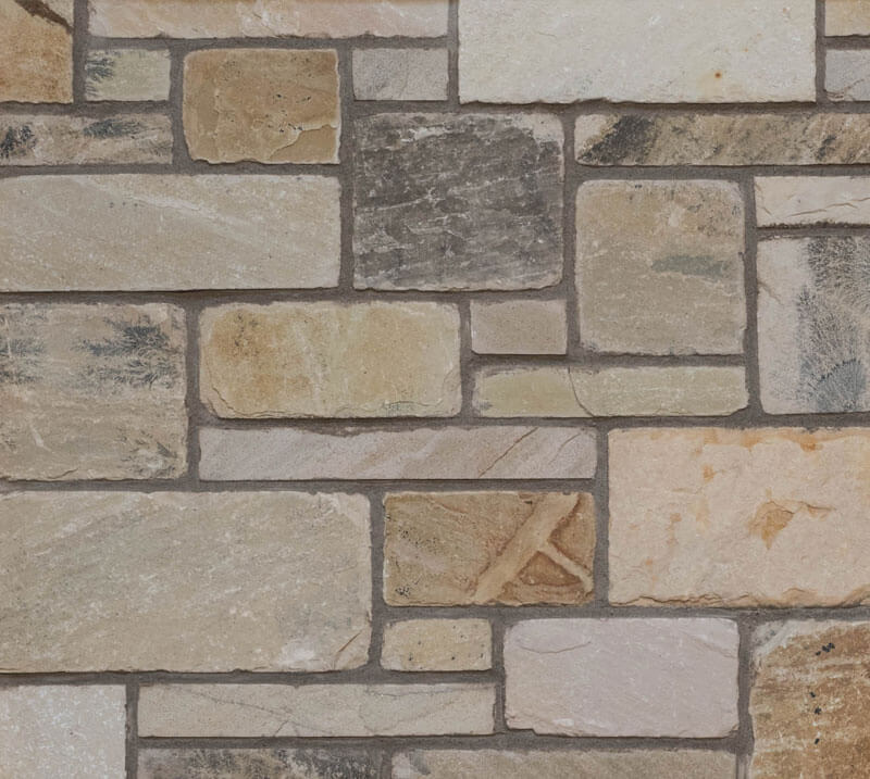 3-course ashlar pattern made out of sandstone